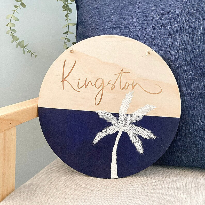 Personalised Palm Tree Plaque w/ Background